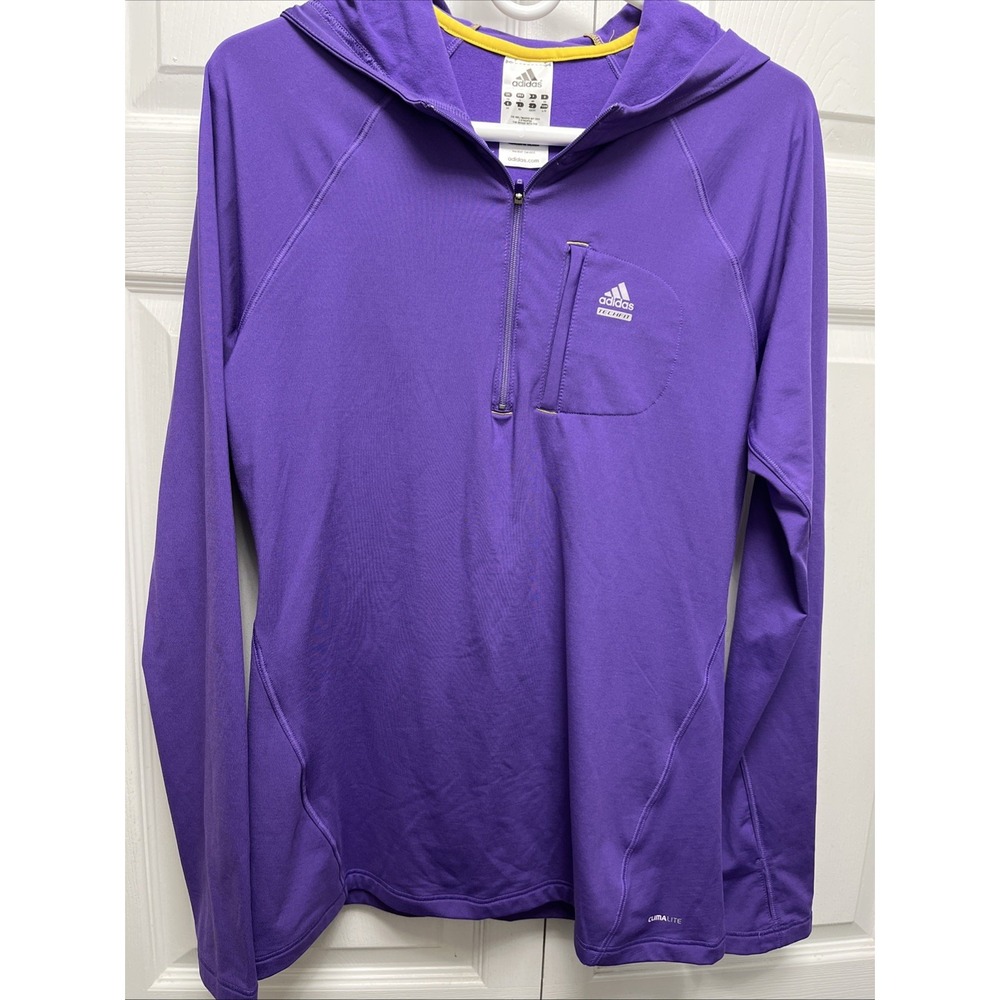 Adidas Climalite Techfit Hoodie Jacket Half Zip Size Lg Purple
